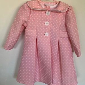 Bonnie Baby Girl 18mo Coat Pink PolkaDot Collar 3-Button Closure